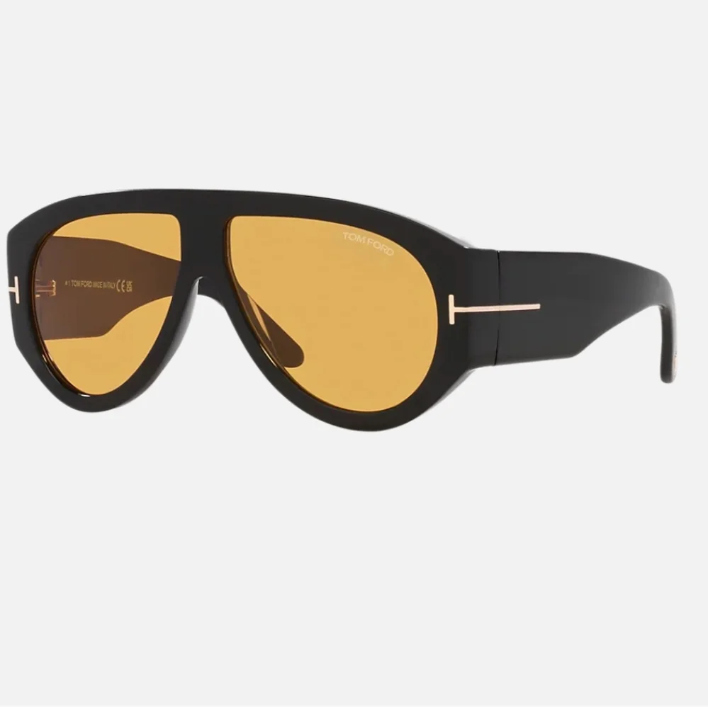 NWOT Tom Ford Black & Gold Aviator Sunglasses, Velvet Case Included